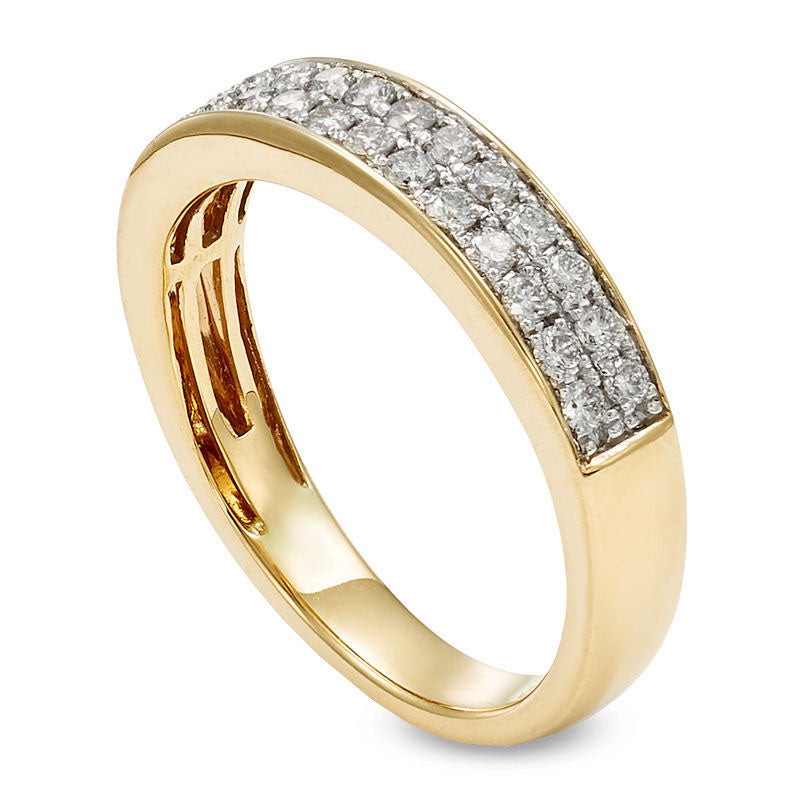 0.50 CT. T.W. Certified Natural Diamond Double Row Wedding Band in Solid 14K Gold (I/I1)