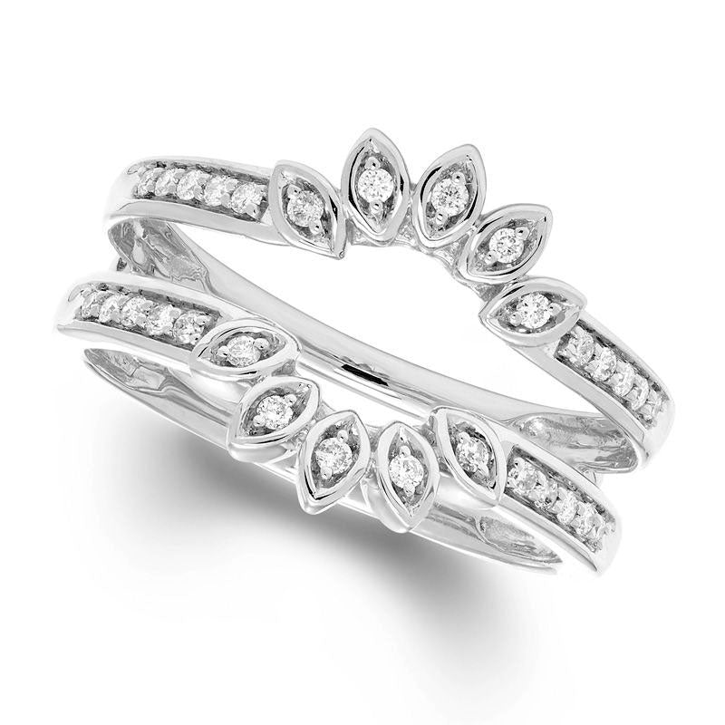 0.20 CT. T.W. Natural Clarity Enhanced Diamond Flower Frame Solitaire Enhancer in Solid 14K White Gold