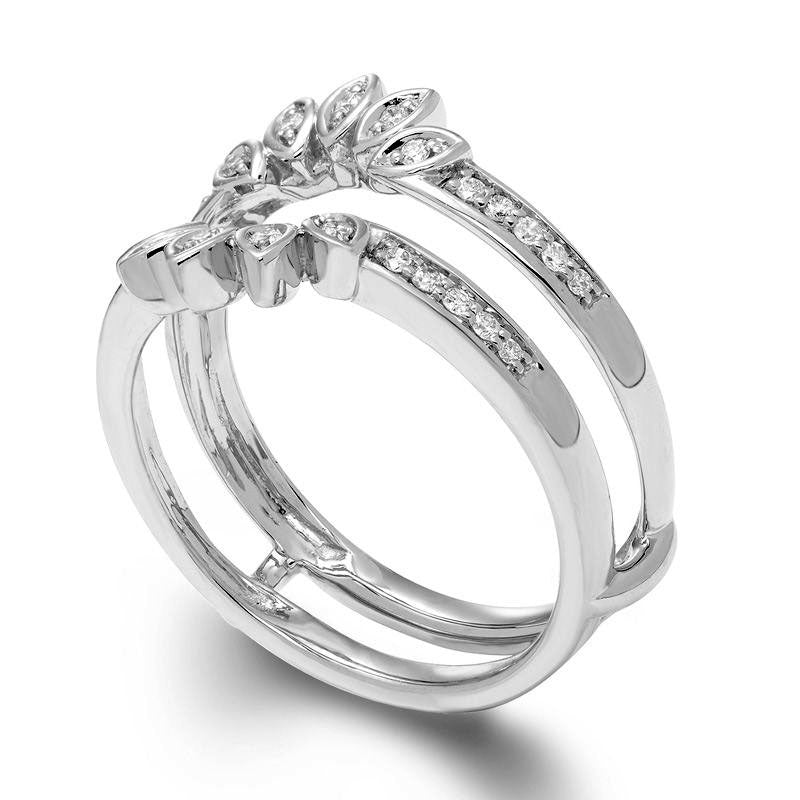 0.20 CT. T.W. Natural Clarity Enhanced Diamond Flower Frame Solitaire Enhancer in Solid 14K White Gold