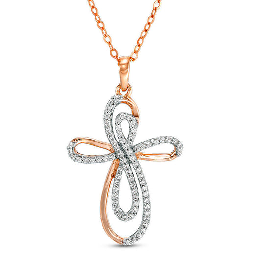 0.25 CT. T.W. Natural Diamond Infinity Looping Cross Pendant in 10K Rose Gold