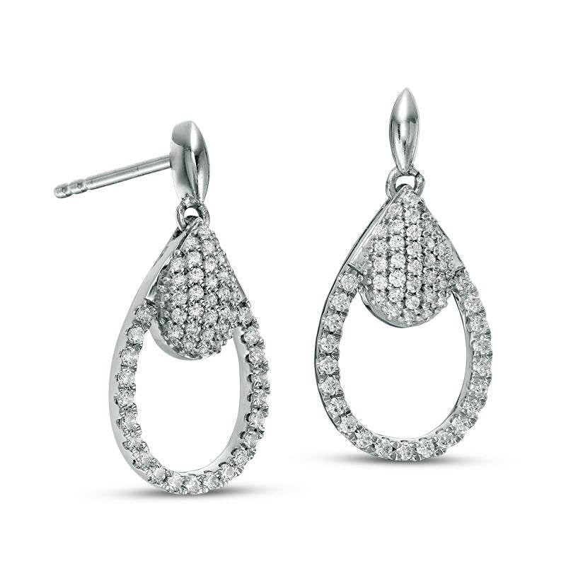 0.5 CT. T.W. Diamond Double Pear-Shaped Drop Earrings in 10K White Gold