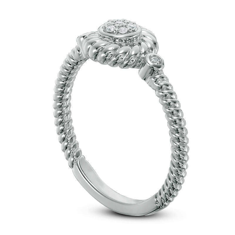 0.05 CT. T.W. Composite Natural Diamond Rope Frame Ring in Solid 10K White Gold