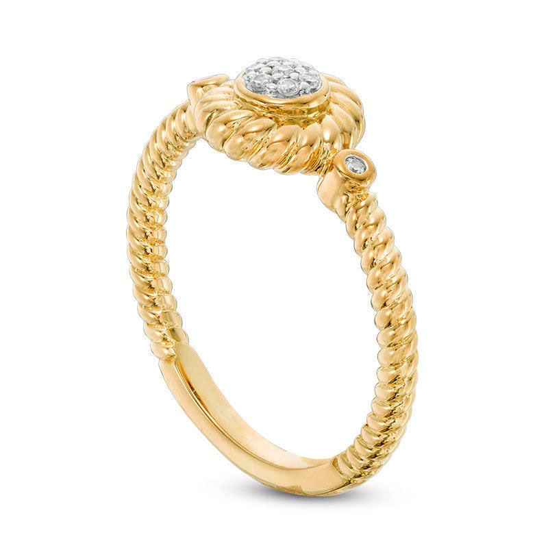 0.05 CT. T.W. Composite Natural Diamond Rope Frame Ring in Solid 10K Yellow Gold