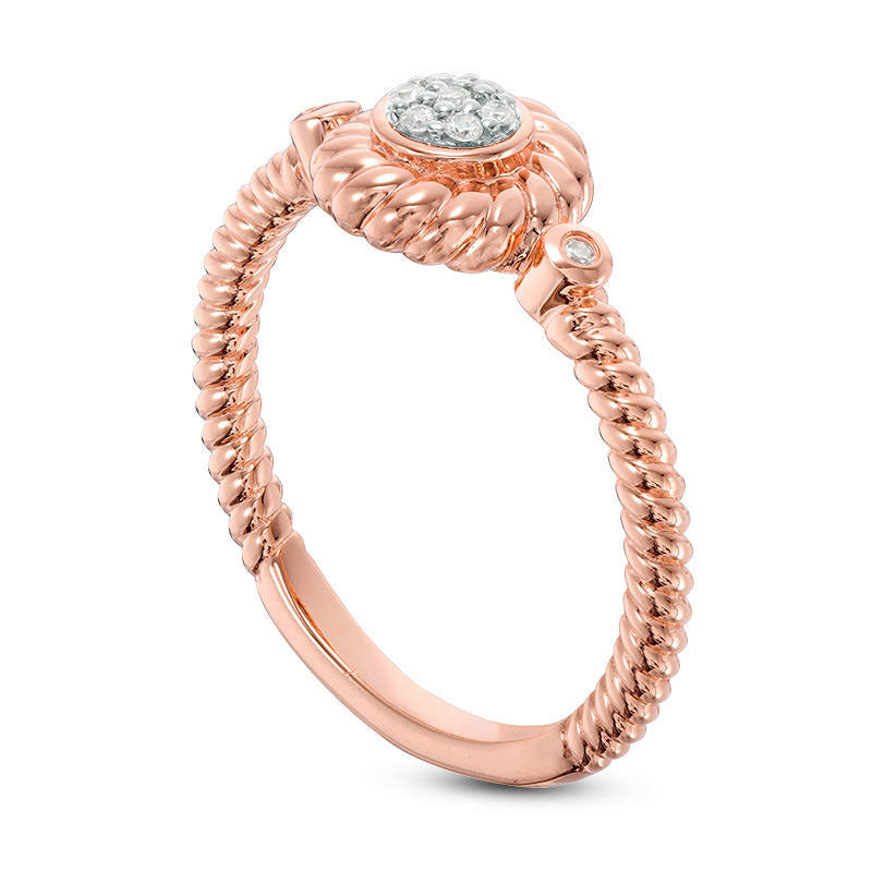 0.05 CT. T.W. Composite Natural Diamond Rope Frame Ring in Solid 10K Rose Gold