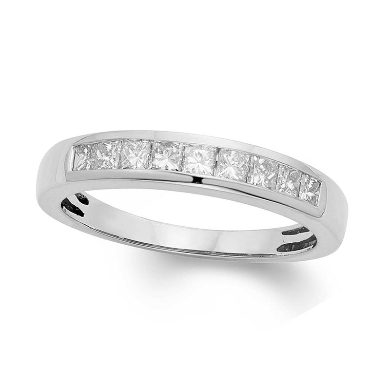 0.50 CT. T.W. Certified Princess-Cut Natural Diamond Nine Stone Wedding Band in Solid 14K White Gold (I/I1)