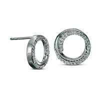 0.17 CT. T.W. Diamond Swirl Circle Stud Earrings in Sterling Silver