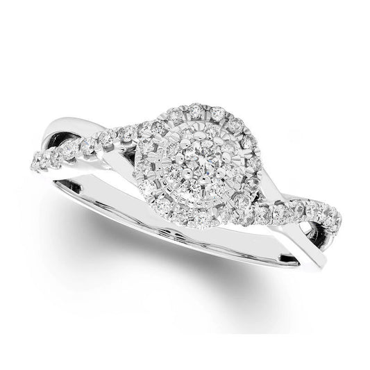 0.38 CT. T.W. Natural Diamond Double Frame Twist Bypass Engagement Ring in Solid 10K White Gold