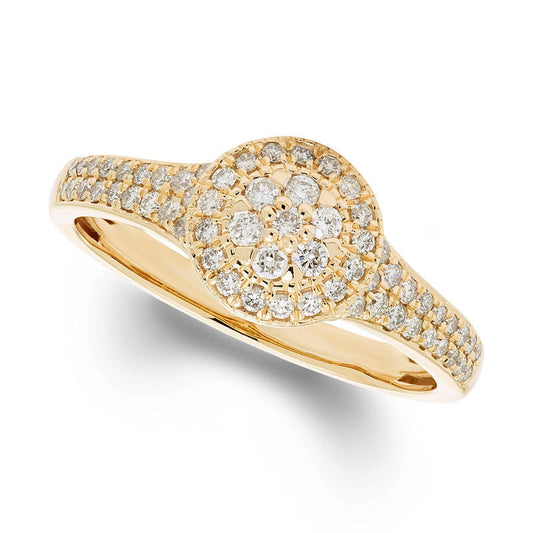 0.38 CT. T.W. Composite Natural Diamond Frame Antique Vintage-Style Engagement Ring in Solid 10K Yellow Gold