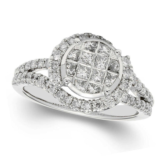 1.0 CT. T.W. Composite Natural Diamond Bypass Frame Engagement Ring in Solid 10K White Gold