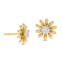 0.17 CT. T.W. Diamond Daisy Stud Earrings in Sterling Silver with 18K Gold Plate