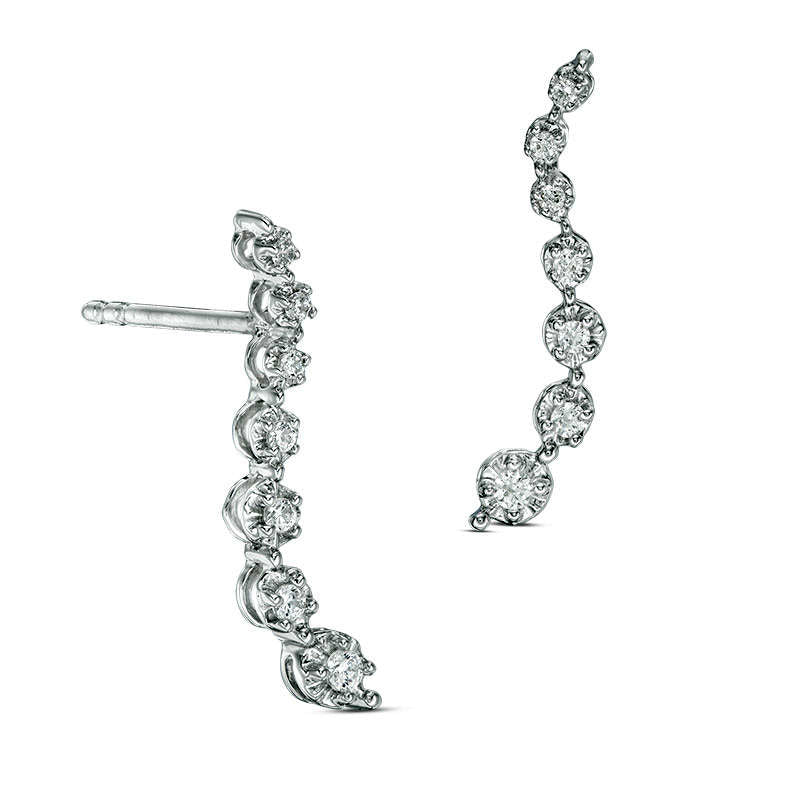 0.17 CT. T.W. Journey Diamond Drop Earrings in 14K White Gold