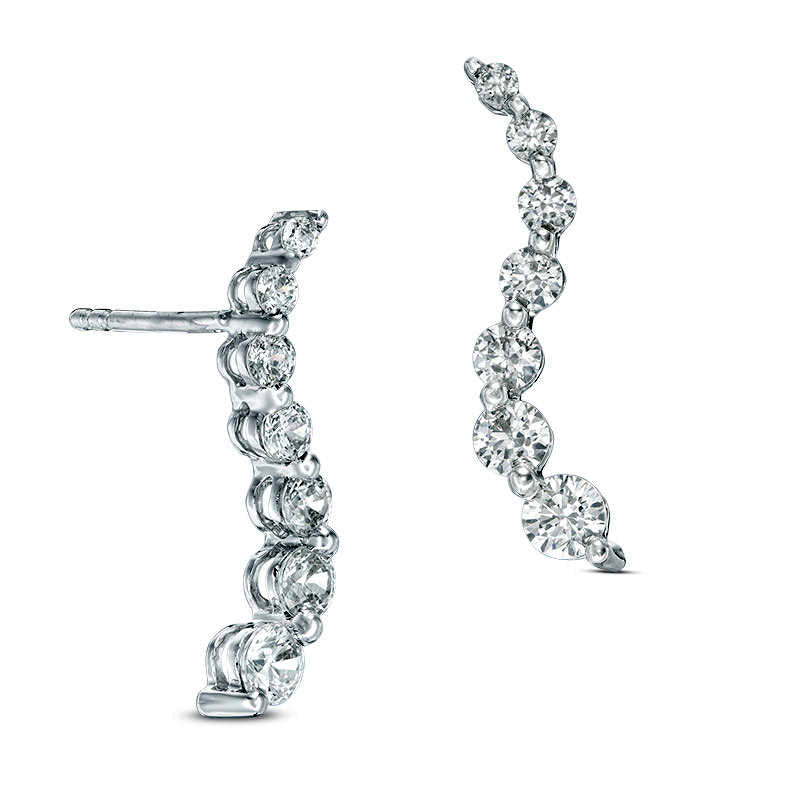 2 CT. T.W. Journey Diamond Drop Earrings in 14K White Gold