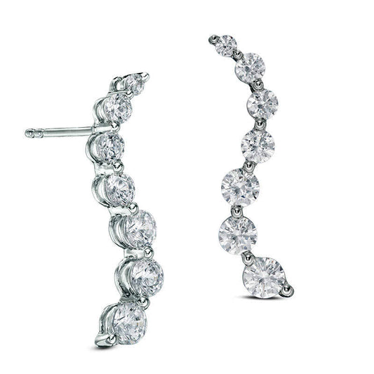 1 CT. T.W. Journey Diamond Drop Earrings in 14K White Gold