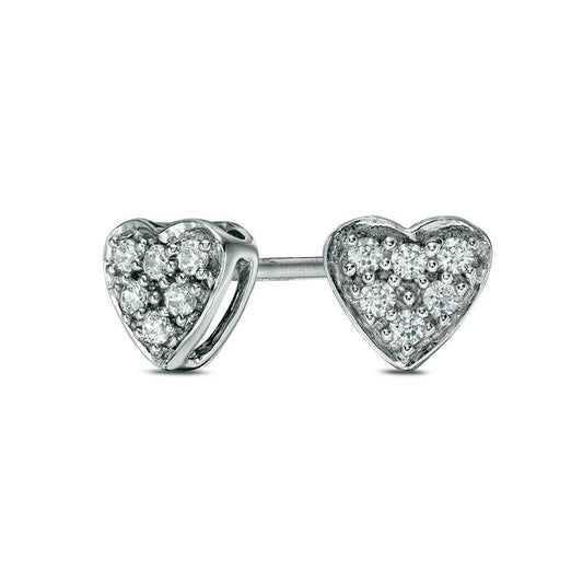 0.13 CT. T.W. Diamond Heart Stud Earrings in 14K White Gold