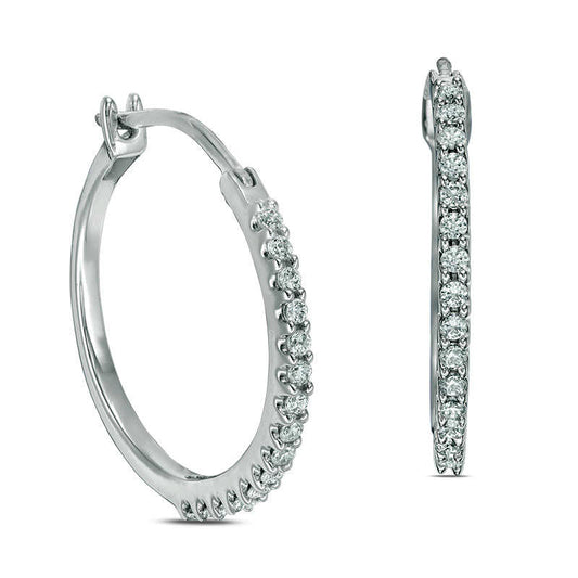 0.25 CT. T.W. Diamond Hoop Earrings in 14K White Gold