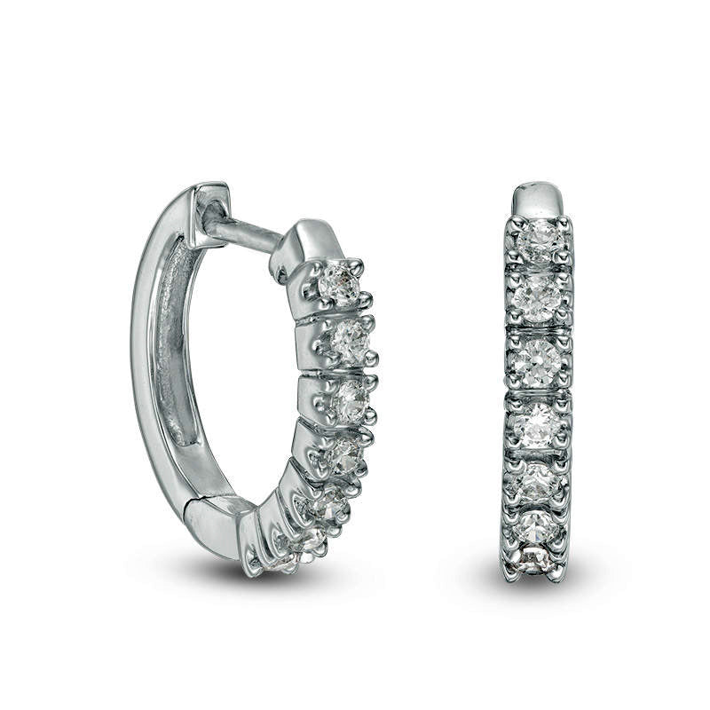 0.25 CT. T.W. Diamond Huggie Hoop Earrings in 14K White Gold