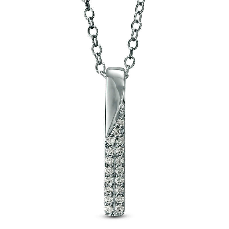 0.1 CT. T.W. Natural Diamond Vertical Bar Pendant in 14K White Gold