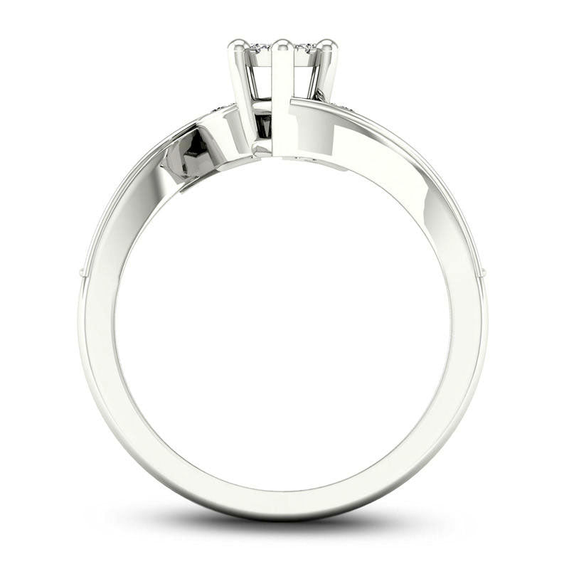 0.33 CT. T.W. Composite Natural Diamond Marquise Bypass Bridal Engagement Ring Set in Solid 14K White Gold