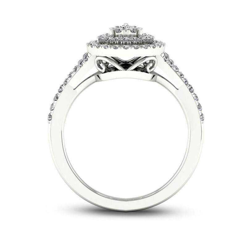 0.50 CT. T.W. Composite Natural Diamond Double Pear-Shaped Frame Engagement Ring in Solid 10K White Gold