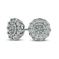 0.2 CT. T.W. Composite Diamond Double Frame Stud Earrings in Sterling Silver