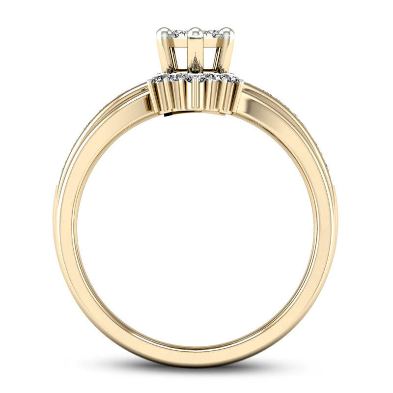 0.50 CT. T.W. Composite Natural Diamond Marquise Bridal Engagement Ring Set in Solid 14K Gold