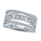 0.38 CT. T.W. Baguette and Round Natural Diamond Crossover Ring in Solid 10K White Gold