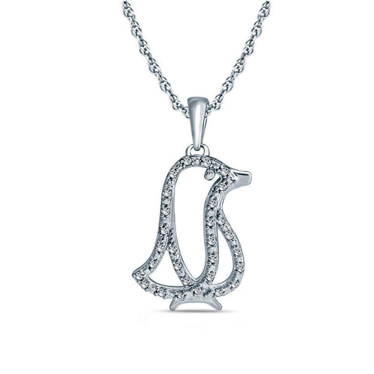 0.1 CT. T.W. Natural Diamond Penguin Pendant in Sterling Silver