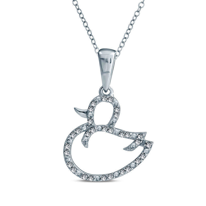 0.1 CT. T.W. Natural Diamond Duck Pendant in Sterling Silver