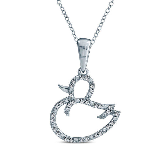 0.1 CT. T.W. Natural Diamond Duck Pendant in Sterling Silver