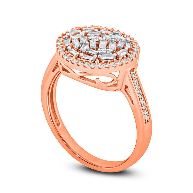 0.50 CT. T.W. Composite Baguette Natural Diamond Frame Ring in Solid 10K Rose Gold
