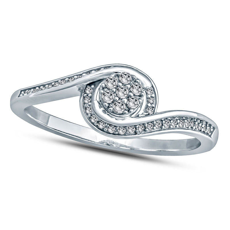 0.13 CT. T.W. Composite Natural Diamond Bypass Frame Promise Ring in Solid 10K White Gold