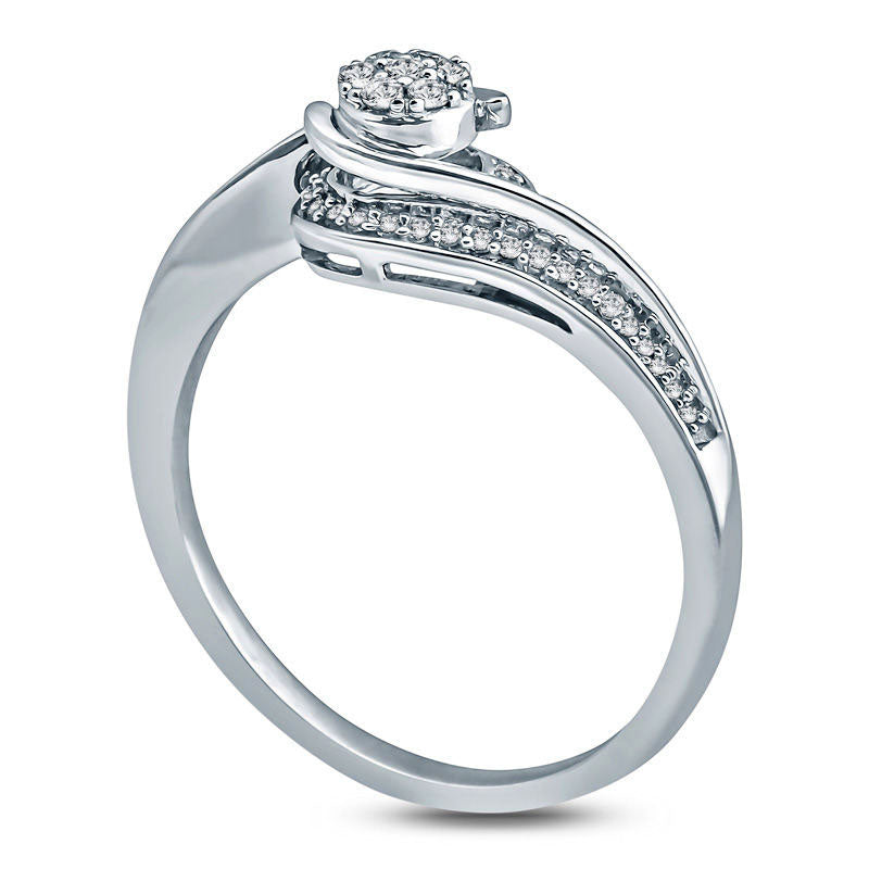 0.13 CT. T.W. Composite Natural Diamond Bypass Frame Promise Ring in Solid 10K White Gold