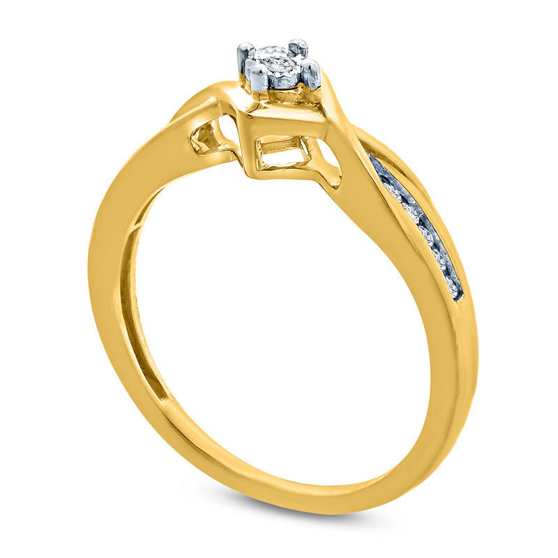 0.10 CT. T.W. Natural Diamond Tilted Square Bypass Frame Promise Ring in Sterling Silver with Solid 14K Gold Plate