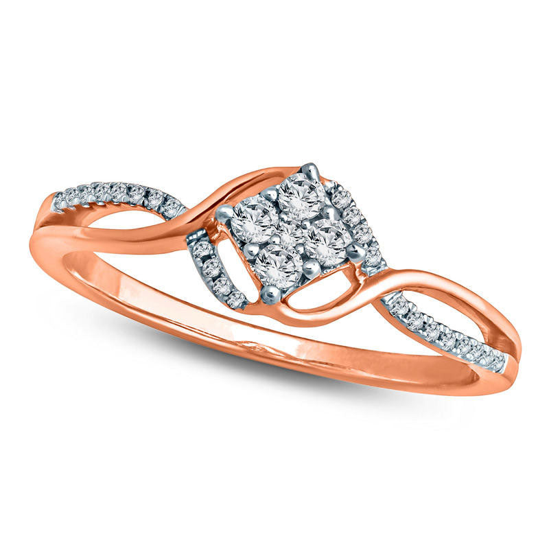 0.20 CT. T.W. Composite Natural Diamond Tilted Square Bypass Promise Ring in Solid 10K Rose Gold