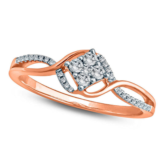 0.20 CT. T.W. Composite Natural Diamond Tilted Square Bypass Promise Ring in Solid 10K Rose Gold