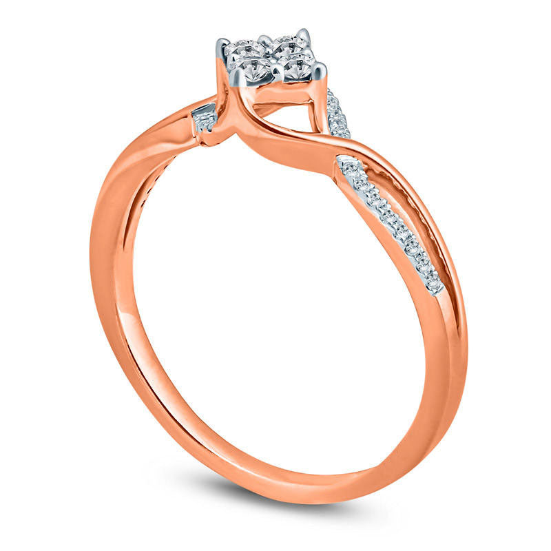 0.20 CT. T.W. Composite Natural Diamond Tilted Square Bypass Promise Ring in Solid 10K Rose Gold