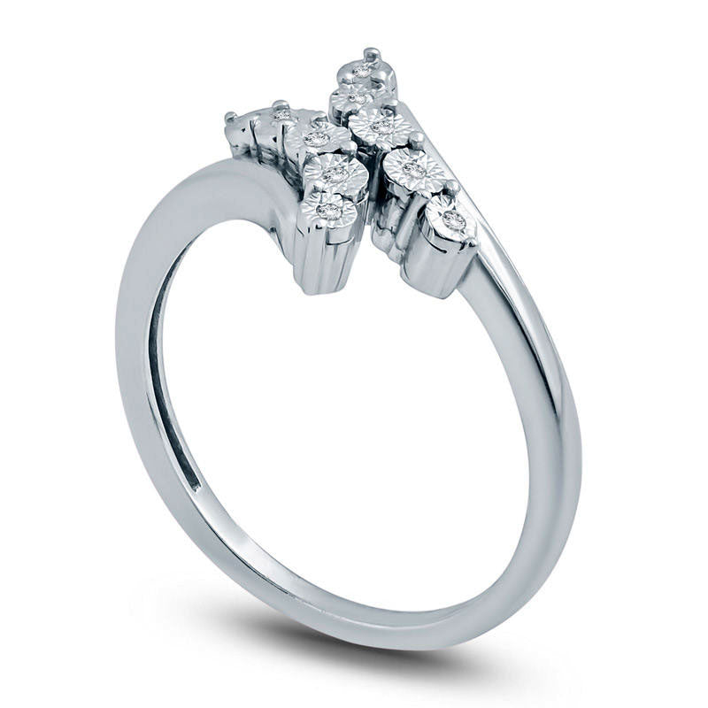 Natural Diamond Accent Bypass Ring in Sterling Silver