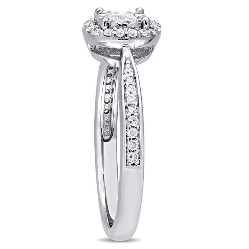 0.33 CT. T.W. Natural Diamond Frame Engagement Ring in Sterling Silver