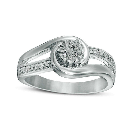 Composite Natural Diamond Accent Bypass Swirl Ring in Sterling Silver