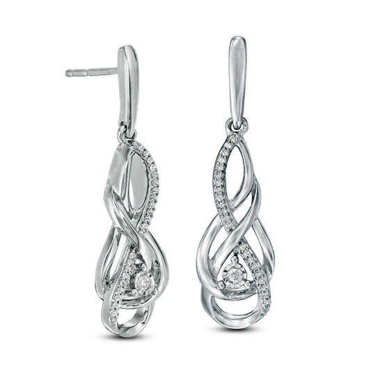 0.1 CT. T.W. Diamond Twist Flame Drop Earrings in Sterling Silver