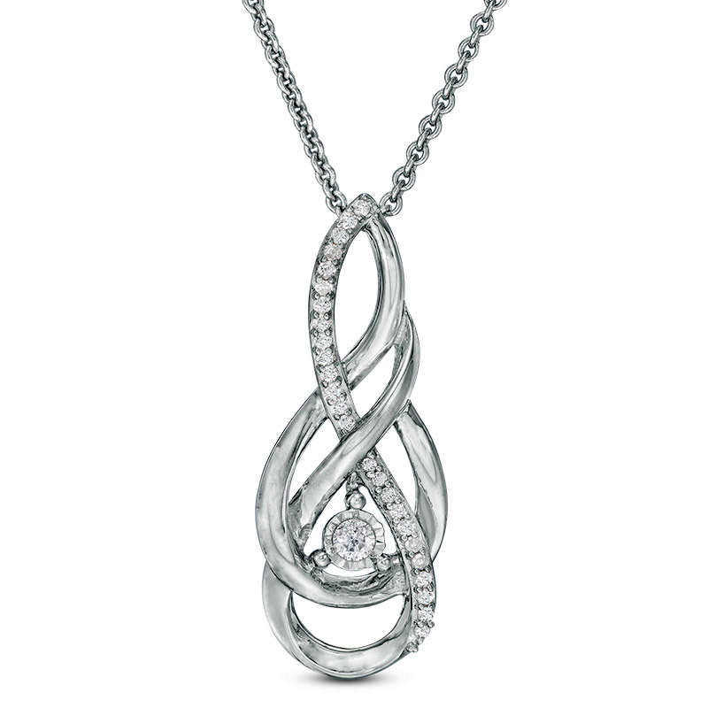 0.1 CT. T.W. Natural Diamond Twist Flame Pendant in Sterling Silver