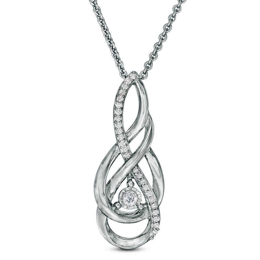 0.1 CT. T.W. Natural Diamond Twist Flame Pendant in Sterling Silver