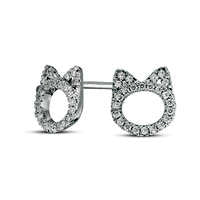 0.2 CT. T.W. Diamond Cat Stud Earrings in Sterling Silver