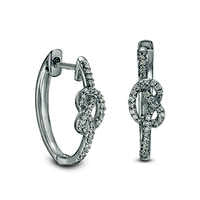 0.17 CT. T.W. Diamond Knot Hoop Earrings in Sterling Silver