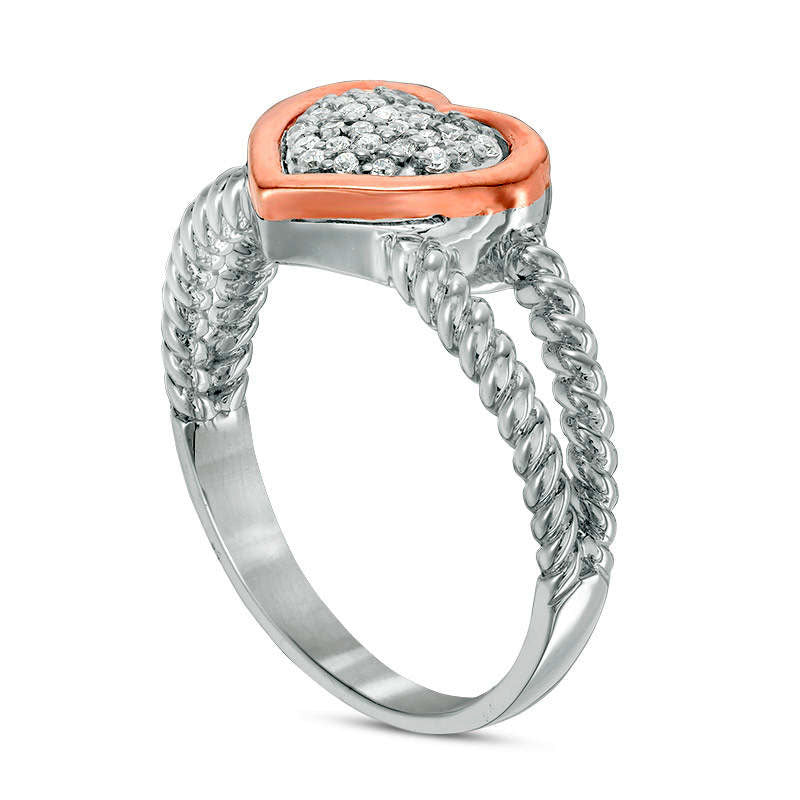 0.13 CT. T.W. Composite Natural Diamond Heart Promise Ring in Sterling Silver and Solid 10K Rose Gold