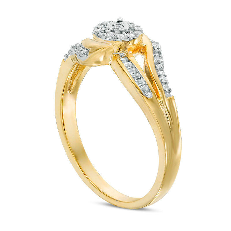 0.17 CT. T.W. Natural Diamond Frame Bypass Promise Ring in Solid 10K Yellow Gold