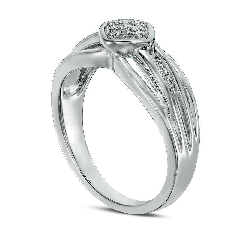 0.13 CT. T.W. Composite Natural Diamond Tilted Cushion Frame Multi-Row Ring in Sterling Silver