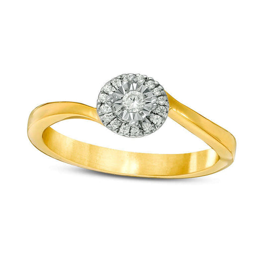 0.10 CT. T.W. Natural Diamond Frame Bypass Promise Ring in Solid 10K Yellow Gold