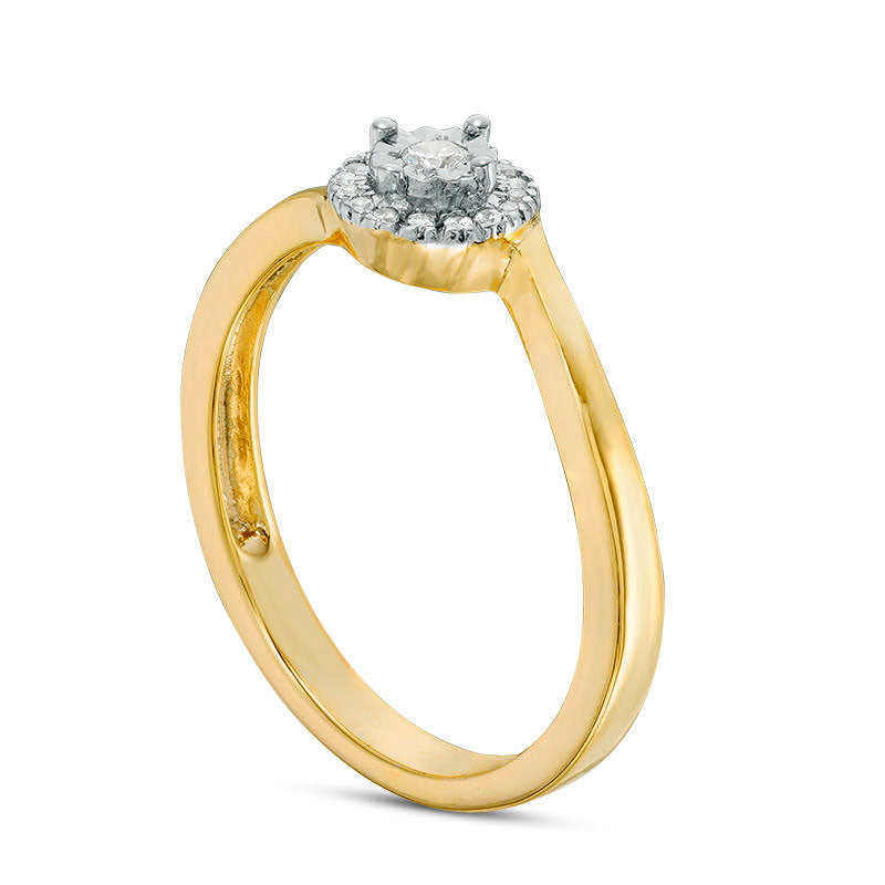 0.10 CT. T.W. Natural Diamond Frame Bypass Promise Ring in Solid 10K Yellow Gold