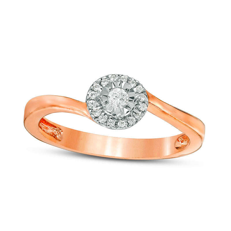 0.10 CT. T.W. Natural Diamond Frame Bypass Promise Ring in Solid 10K Rose Gold